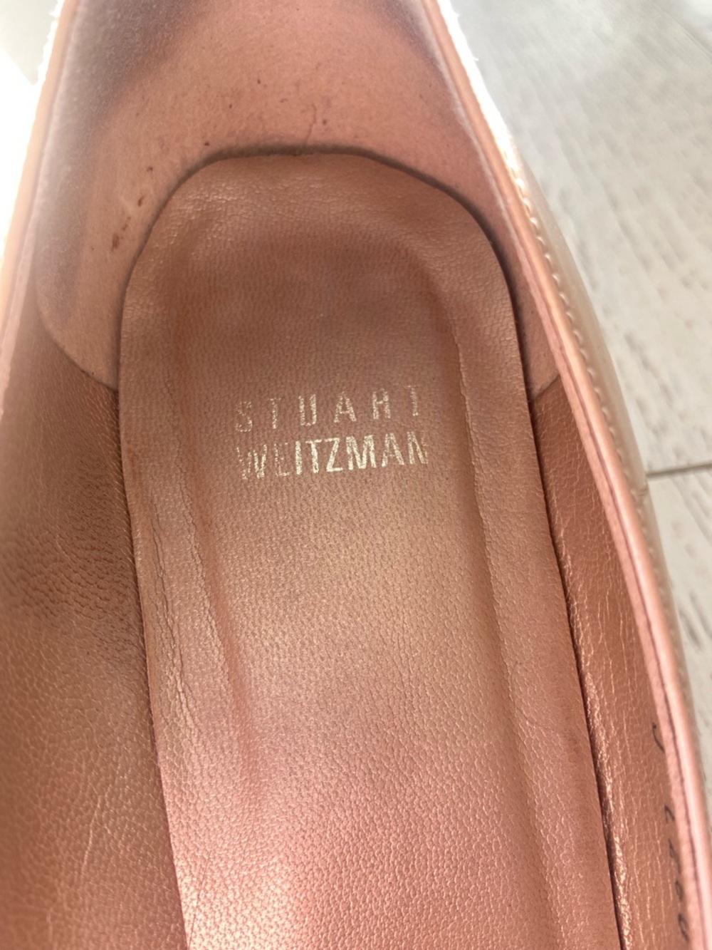 Stuart Weitzman Nude Patent Platform Pumps 8.5 Beige Classic Heels - Picture 3 of 10
